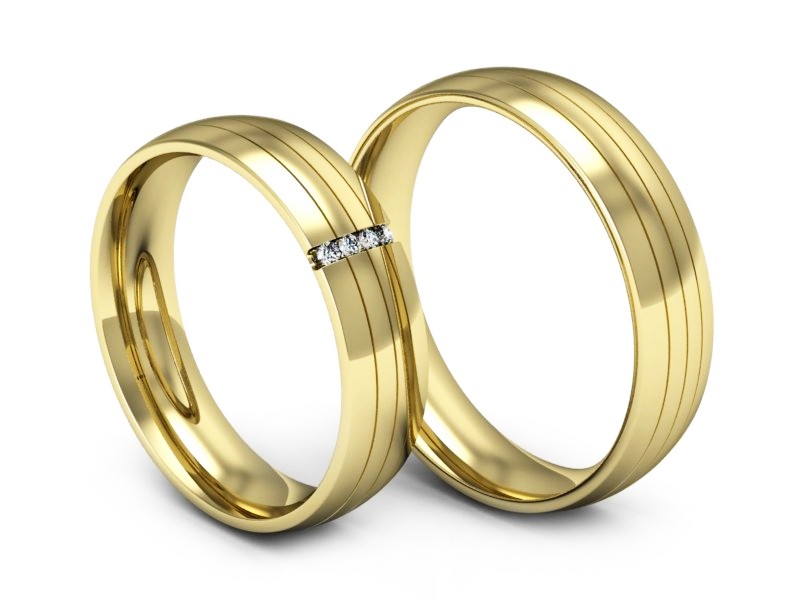 Obrączki z diamentami z żółtego złota 585 - s52180401z — zdjęcie 3