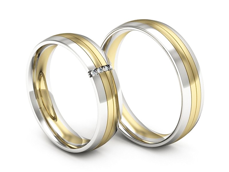 Obrączki ślubne z brylantami dwukolorowe - s52180401zb — zdjęcie 3
