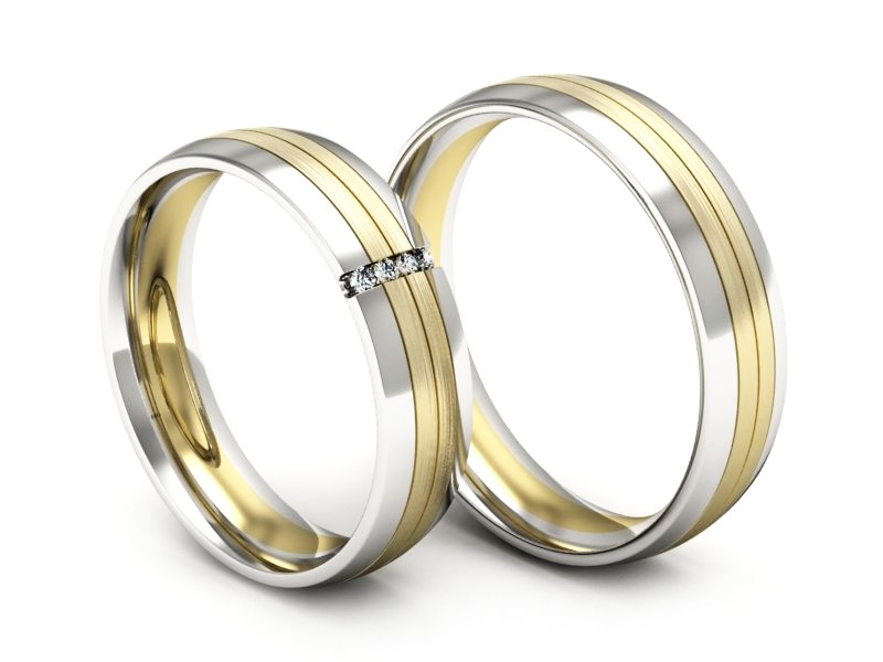 Obrączki ślubne z brylantami dwukolorowe - s52180401zbmp — zdjęcie 3