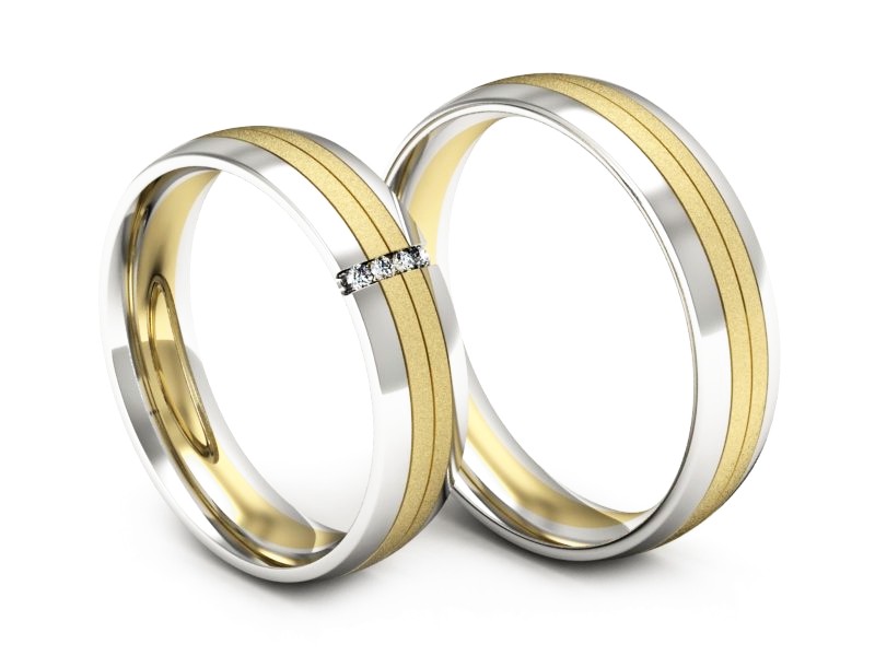 Obrączki ślubne z brylantami dwukolorowe - s52180401zbms — zdjęcie 3