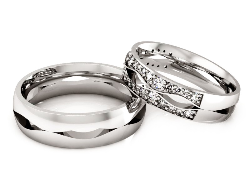 Złote Obrączki z brylantami białe złoto 585 - S53170T91b_ — zdjęcie 2