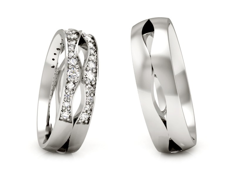 Złote Obrączki z brylantami białe złoto 585 - S53170T91b_ — zdjęcie 3