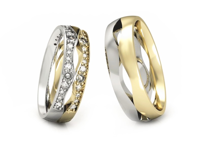 Obrączki z diamentami dwukolorowe obraczki - S53170T91bz — zdjęcie 3