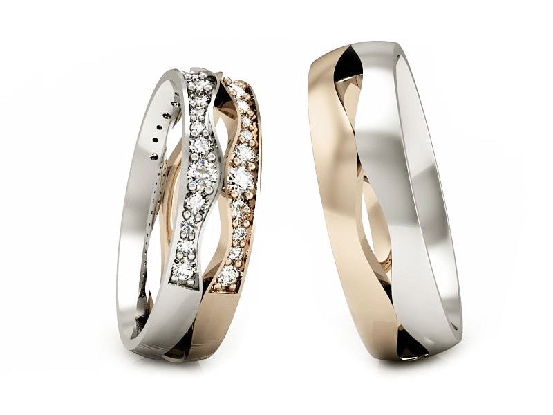 Obrączki z diamentami złote różowe i białe - s53170T91cb — zdjęcie 3