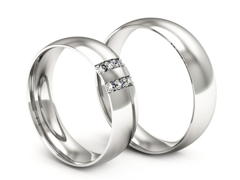 Obrączki z diamentami soczewkowe białe 585 - S54150T49B — zdjęcie 3