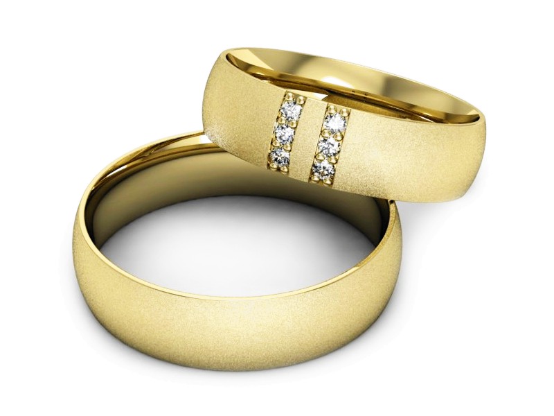 Obrączki z diamentami z żółtego złota 585 - S54150T49zms — zdjęcie 2