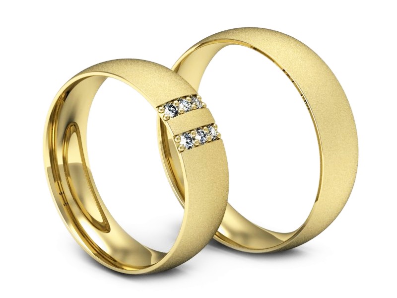 Obrączki z diamentami z żółtego złota 585 - S54150T49zms — zdjęcie 3