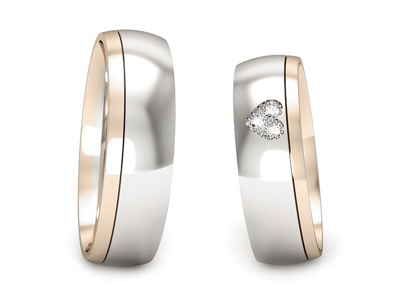 Obrączki z diamentami różowe białe złoto - S55155T34b_c — zdjęcie 3