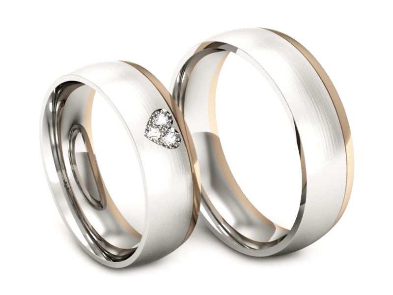 Obrączki ślubne obrączki z diamentami złote białe i różowe - S55155T34bc - 1