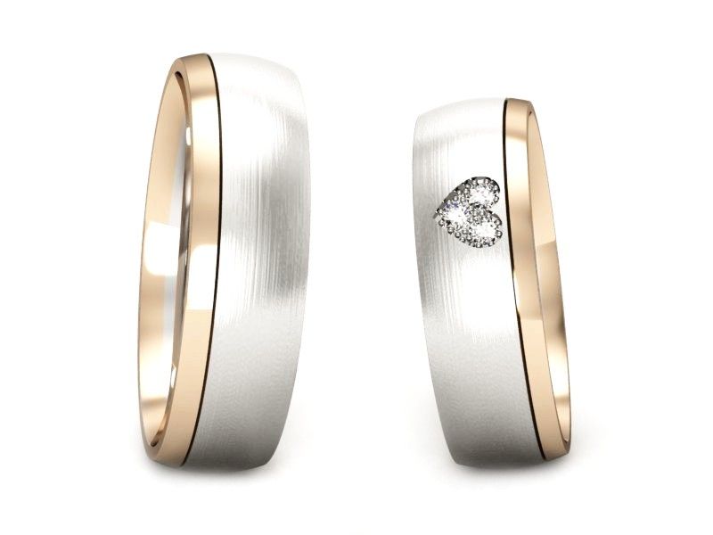Obrączki ślubne obrączki z diamentami złote białe i różowe - S55155T34bc - 3