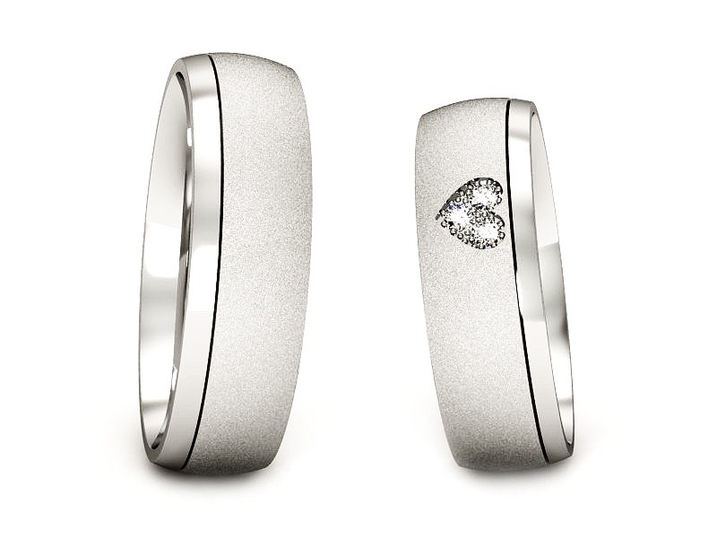 Obrączki z diamentami nowoczesne białe 585 - S55155T34bms — zdjęcie 3