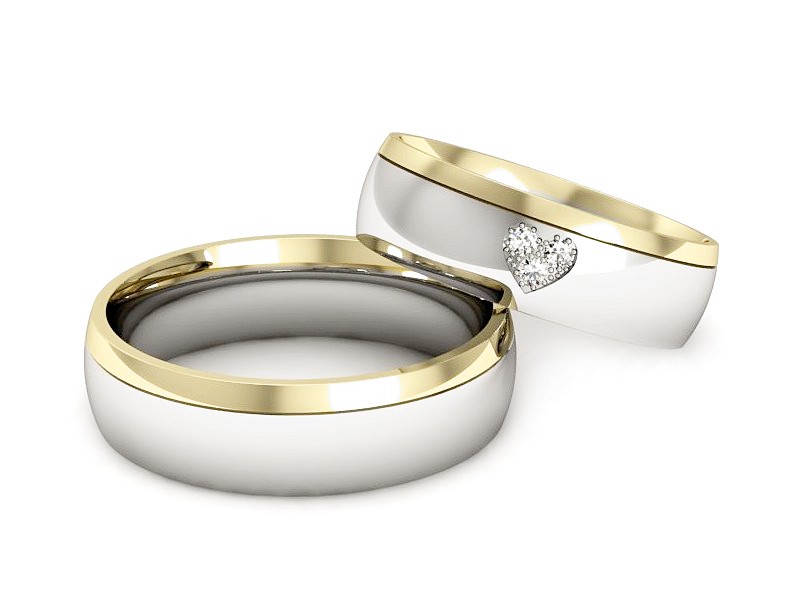 Obrączki z brylantami dwukolorowe złoto 585 - S55155T34bz — zdjęcie 3