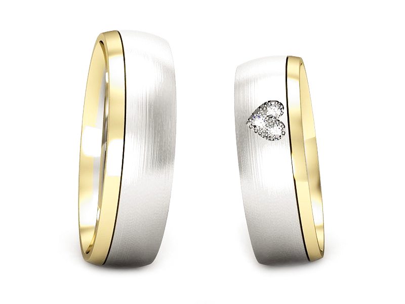 Obrączki z brylantami dwukolorowe złoto 585 - S55155T34bzmp — zdjęcie 3