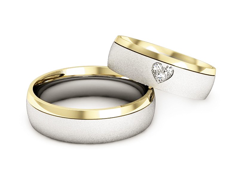 Obrączki z brylantami dwukolorowe złoto 585 - S55155T34bzms — zdjęcie 3