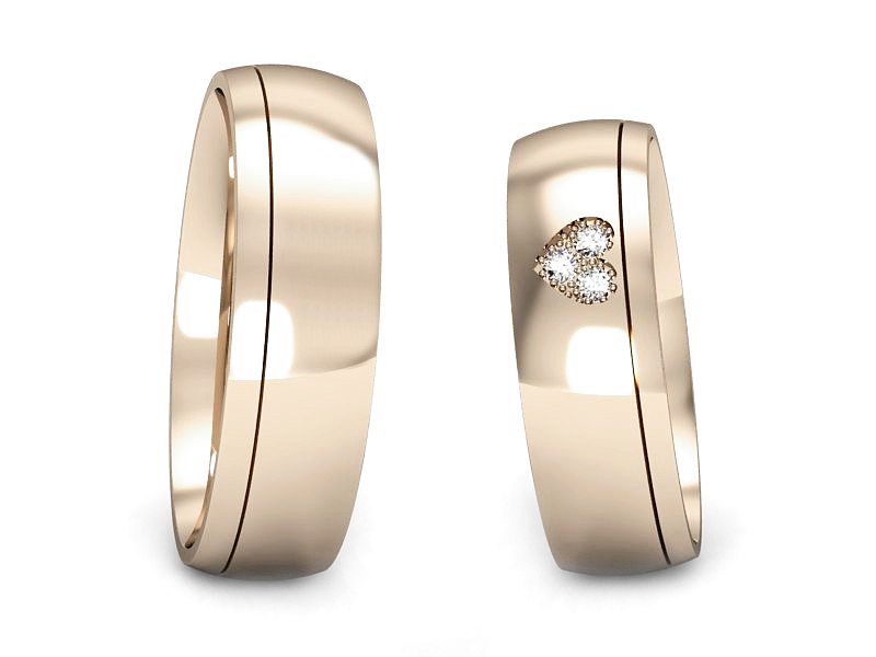 Złote Obrączki z brylantami różowe złoto 585 - S55155T34c — zdjęcie 3