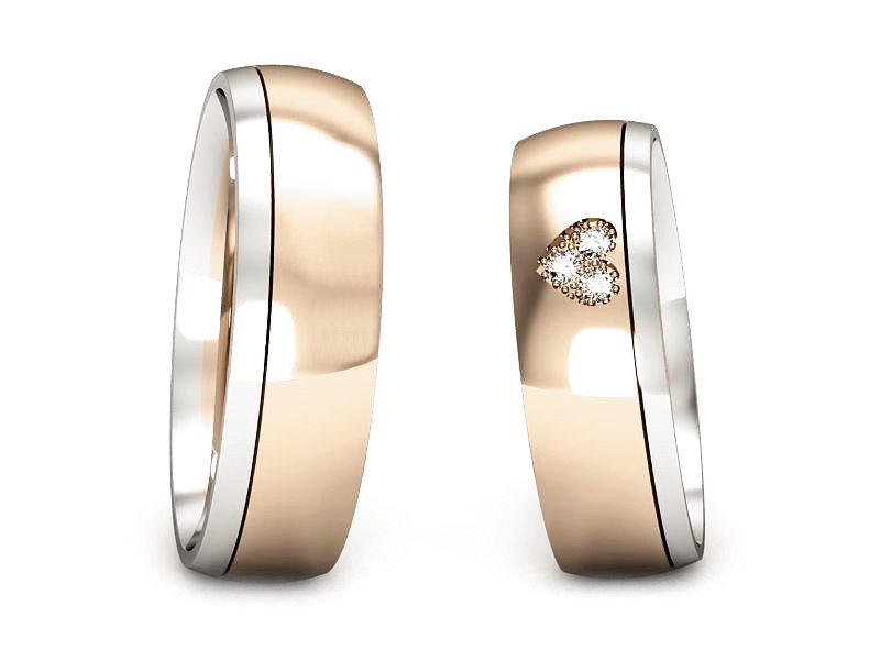 Obrączki z diamentami złote białe i różowe - S55155T34cb — zdjęcie 3