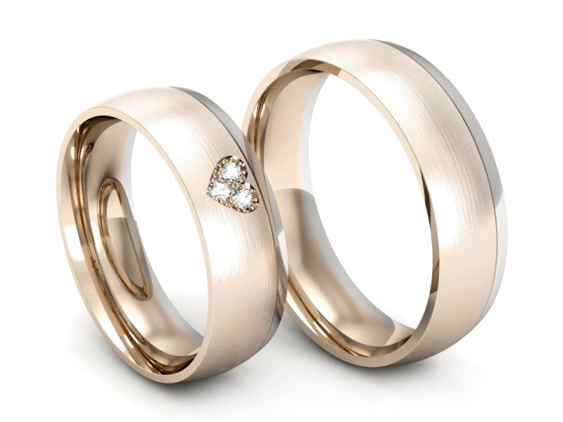Obrączki z diamentami białe i różowe złoto - S55155T34cbmp — zdjęcie 3