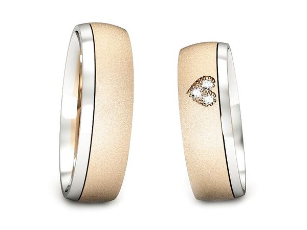 Obrączki z diamentami białe i różowe złoto - S55155T34cbms