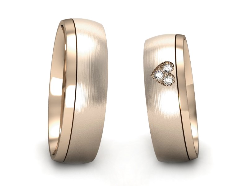 Obrączki z brylantami złote różowe złoto 585 - S55155T34cmp — zdjęcie 3