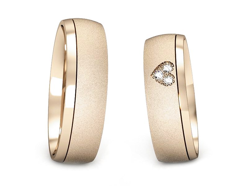 Obrączki z brylantami złote różowe złoto 585 - S55155T34cms — zdjęcie 3