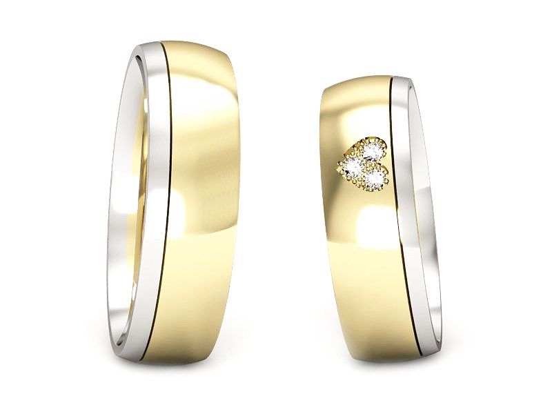 Obrączki z brylantami dwukolorowe złoto 585 - S55155T34z_b — zdjęcie 3
