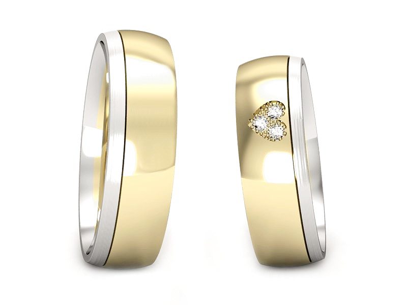 Obrączki ślubne obrączki z diamentami złoto dwukolorowe 585 - S55155T34zb - 3
