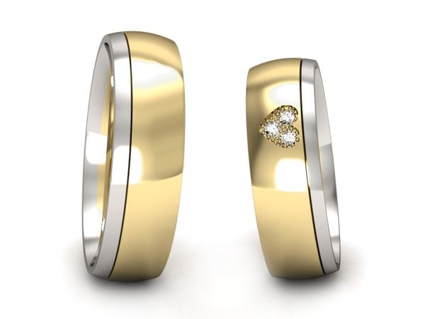 Złote Obrączki ślubne z diamentami białe złoto promocja - S55155T34zb_pro