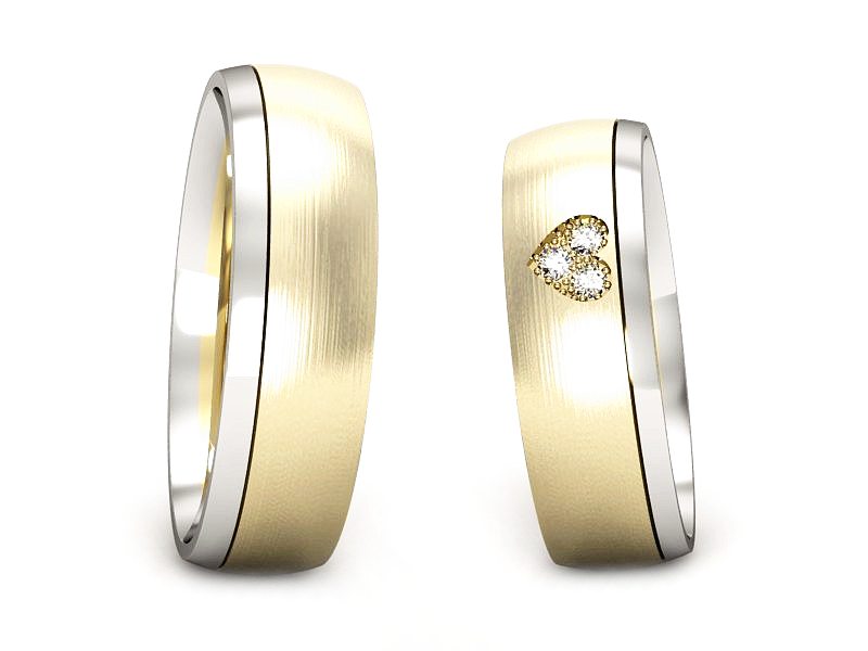 Obrączki z brylantami dwukolorowe złoto 585 - S55155T34zbmp — zdjęcie 3