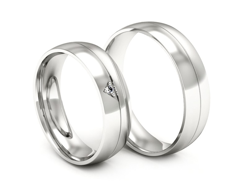 Obrączki z brylantem nowoczesne białe 585 - S55160T22b — zdjęcie 3