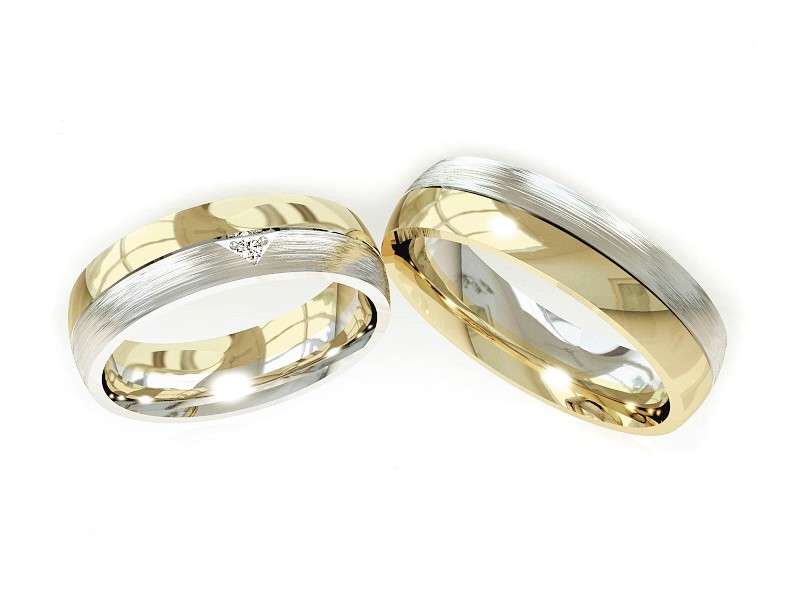 Obrączki z brylantem dwukolorowe złoto 585 - S55160T22bz — zdjęcie 3