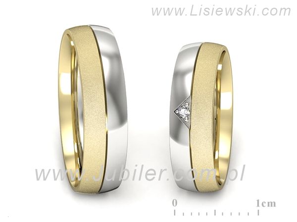 Obrączki ślubne obraczki z diamentem żółte białe złoto 585 - S55160T22zbms- 1
