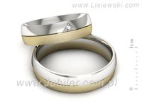 Obrączki ślubne obraczki z diamentem żółte białe złoto 585 - S55160T22zbms- 2