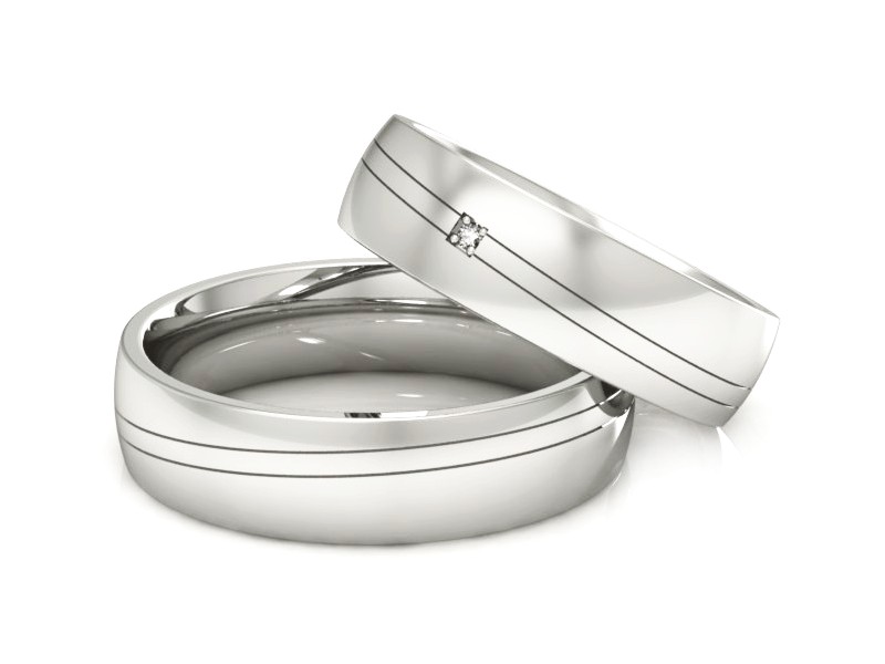 Obrączki z brylantem nowoczesne białe 585 - S55170T84b — zdjęcie 3