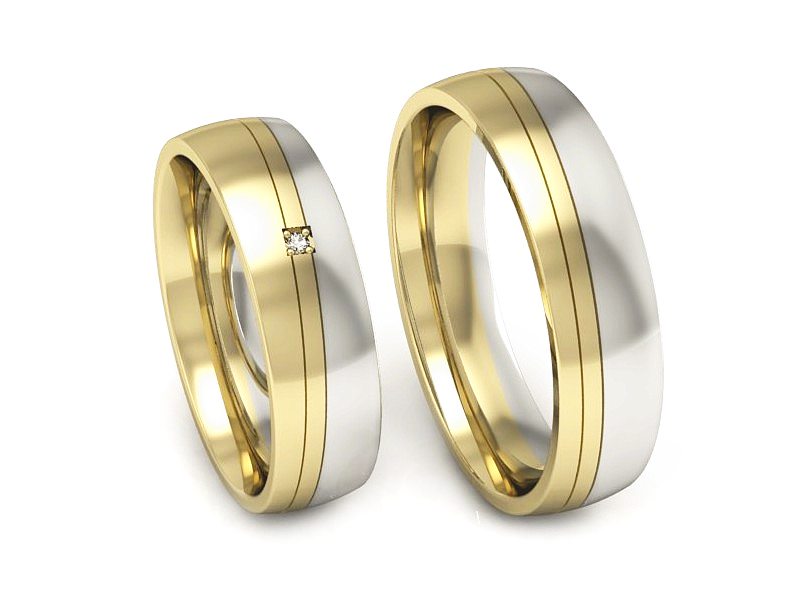 Obrączki z brylantem z białego i żółtego złota - S55170T84zb