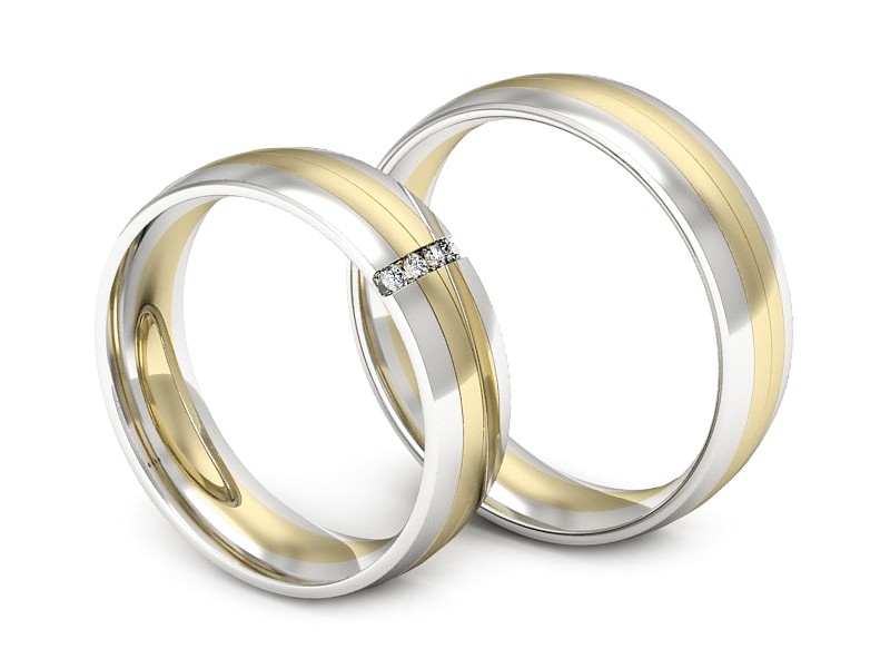 Złote Obrączki z brylantami dwukolorowe złote - S55175T31zb — zdjęcie 3