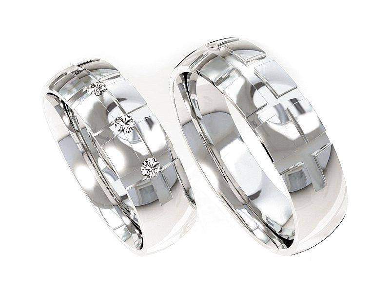 Obrączki z diamentami soczewkowe białe 585 - S56160T60B — zdjęcie 3