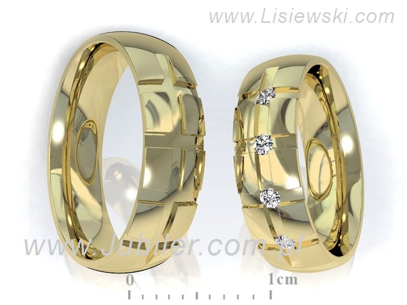 Obrączki ślubne obrączki z brylantami złote żółte złoto 14k - S56160T60Z - 2
