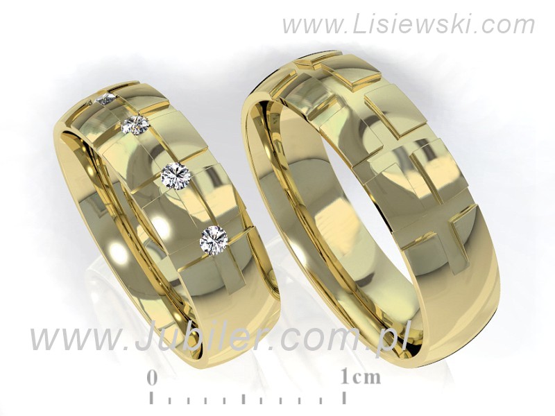 Obrączki ślubne obrączki z brylantami złote żółte złoto 14k - S56160T60Z - 3