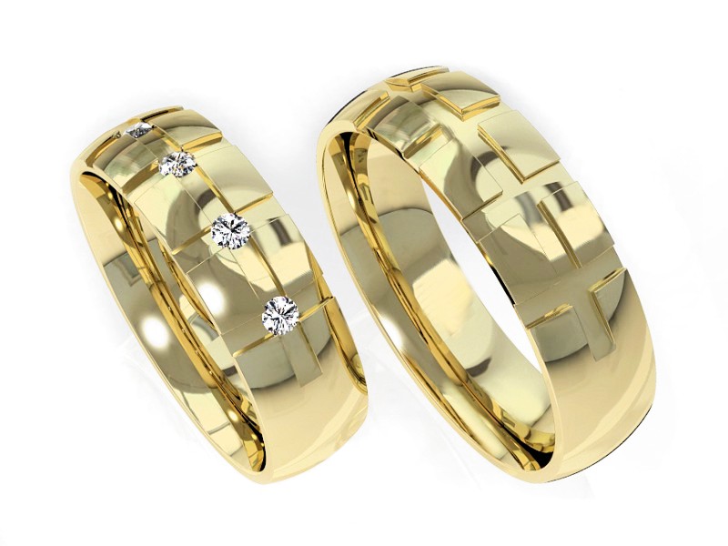 Obrączki z brylantami złote żółte złoto 14k - S56160T60Z — zdjęcie 3