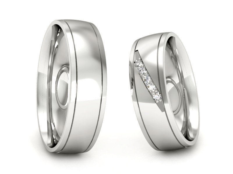 Złote Obrączki z brylantami białe złoto 585 - S57160T29b — zdjęcie 3