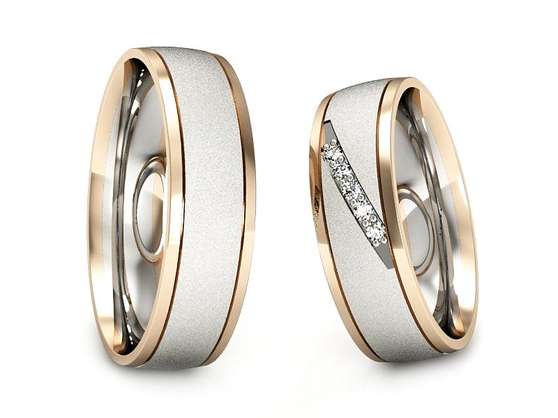 Obrączki z diamentami białe i różowe złoto - S57160T29bcms — zdjęcie 3