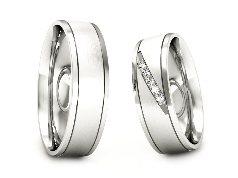 Obrączki z brylantami złote białe złoto 585 - S57160T29bmp — zdjęcie 3