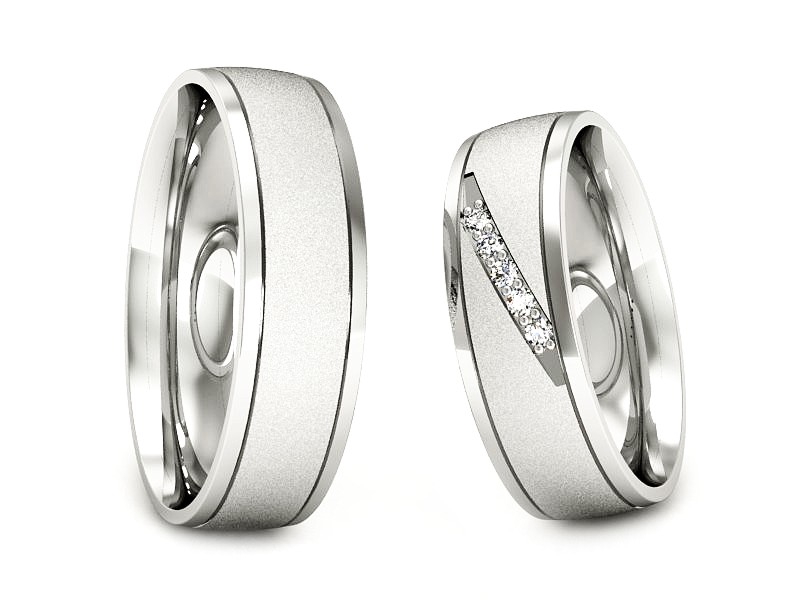 Obrączki z brylantami złote białe złoto 585 - S57160T29bms — zdjęcie 3