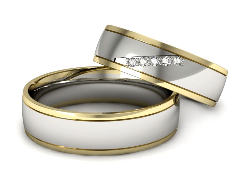 Obrączki z brylantami złote żółte białe złoto - S57160T29bz — zdjęcie 3