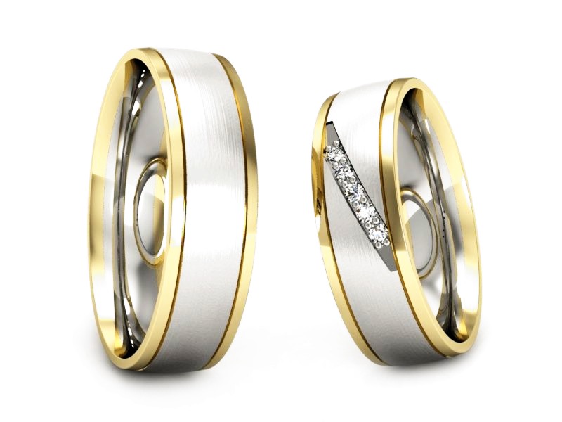 Obrączki z diamentami złoto dwukolorowe 585 - S57160T29bzmp — zdjęcie 3