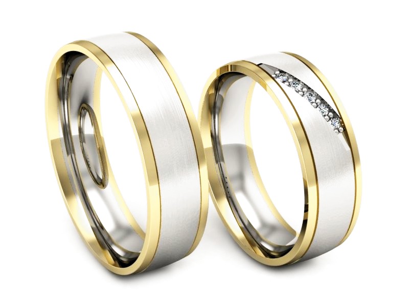 Obrączki z diamentami złoto dwukolorowe 585 - S57160T29bzmp