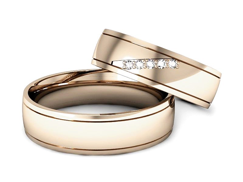 Obrączki z diamentami złote różowe złoto 585 - S57160T29c — zdjęcie 2