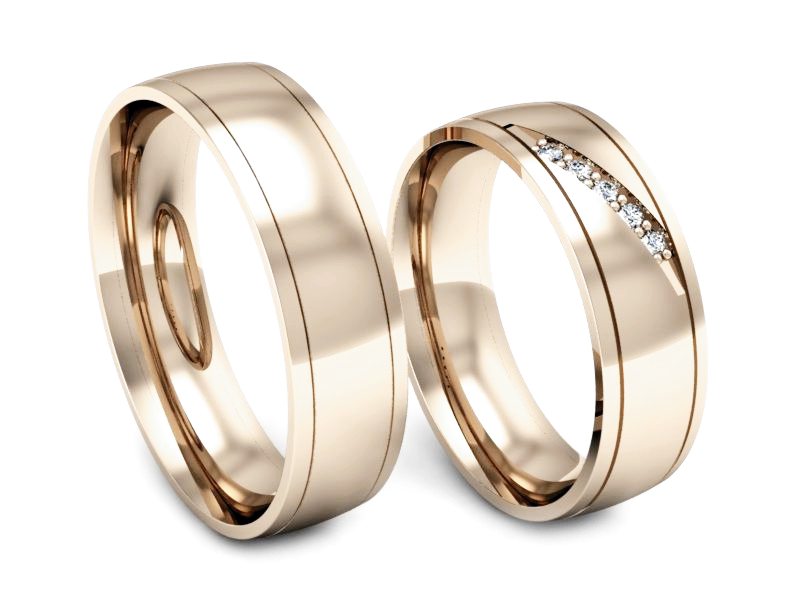 Obrączki z diamentami złote różowe złoto 585 - S57160T29c — zdjęcie 3