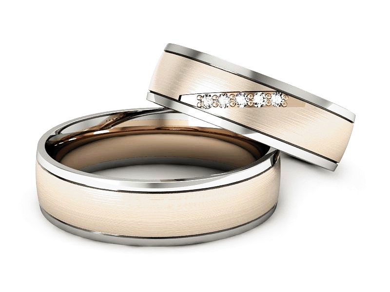 Obrączki z diamentami białe i różowe złoto - S57160T29cbmp — zdjęcie 2