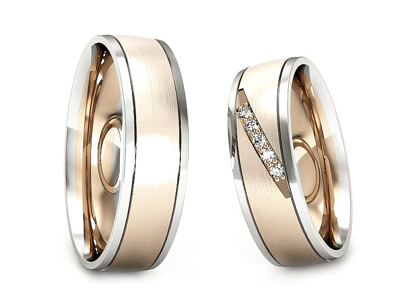 Obrączki z diamentami białe i różowe złoto - S57160T29cbmp — zdjęcie 3